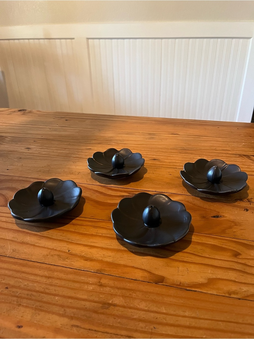 Black Ceramic Lily Pad Incense Burner Set of 4